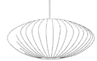 A black-and-white trade dress featuring a line drawing of a Nelson Saucer Bubble Pendant.