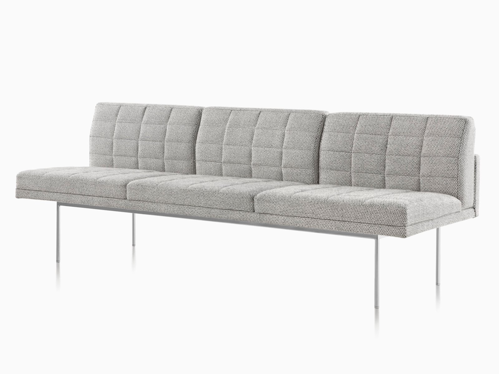 Gray Tuxedo Sofa, viewed from front.