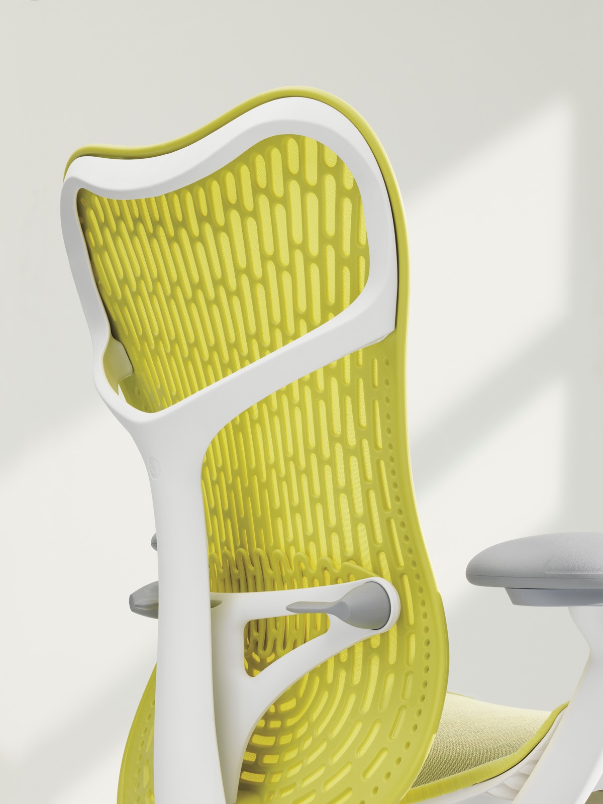 Back view of a yellow Mirra 2 office chair.